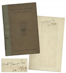 Mahatma Gandhi Signature in His Biography, Mahatma Gandhi An Essay in Appreciation -- With University Archives COA